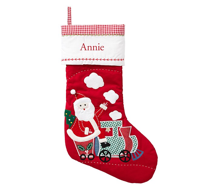 Santa &#38; Train Quilted Stocking