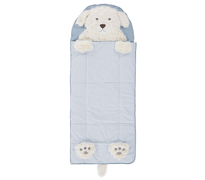 Dusty Blue Shaggy Head Puppy Kids Sleeping Bag