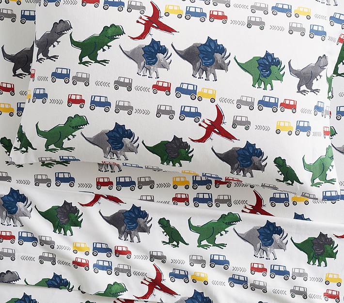 Flannel Dino Safari Organic Sheet Set &amp; Pillowcases