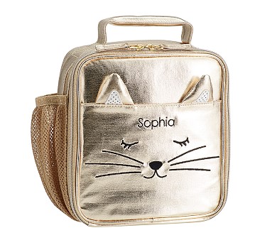 The Emily & Meritt Gold Kitty Kids Lunch Box | Pottery Barn Kids