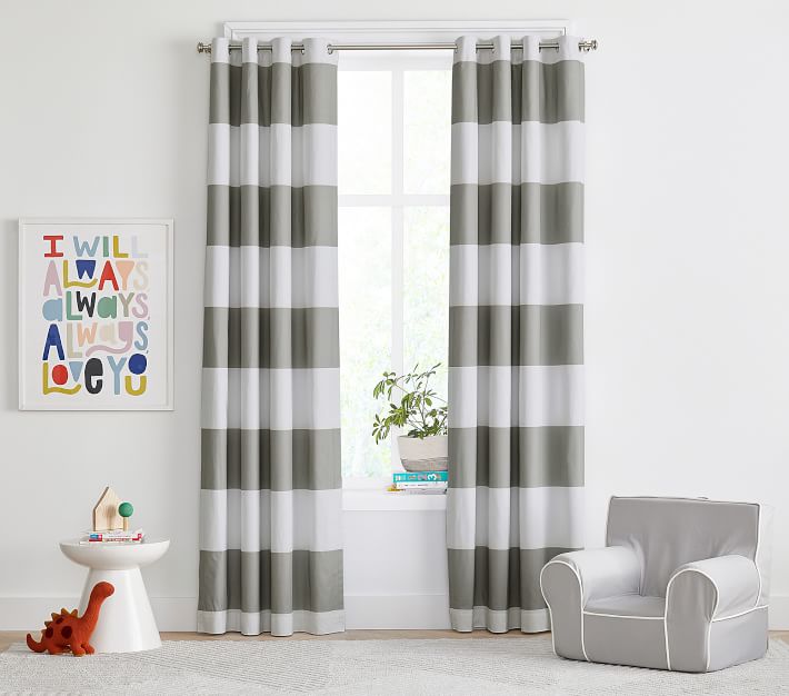 Kayla Rainbow Stripe Cotton Blackout Curtain