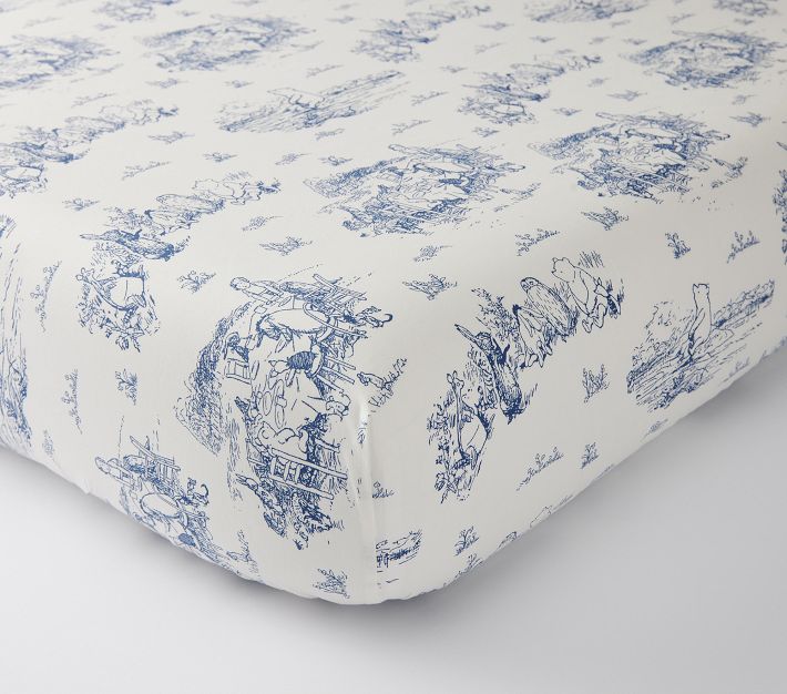 Disney's Winnie the Pooh Organic Toile Crib Fitted Sheet Pottery Barn