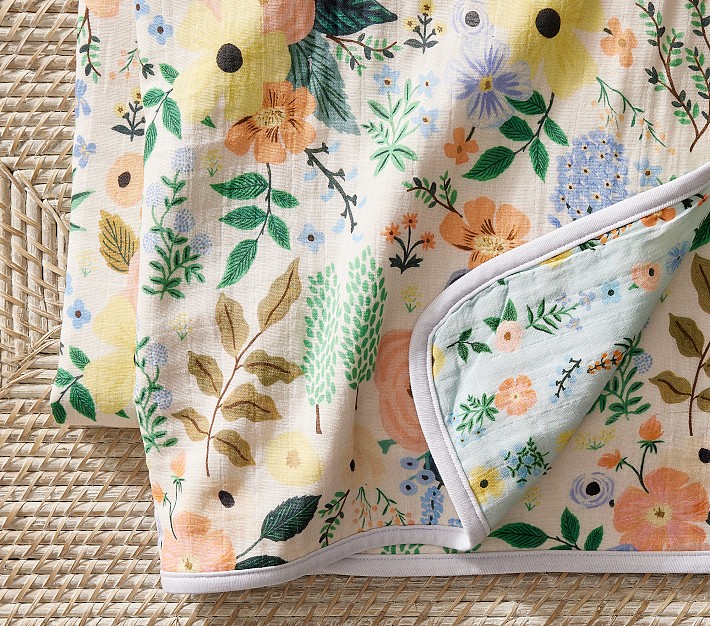 Rifle Paper Co. Garden Party Forest Oversized Organic Muslin Baby Blanket