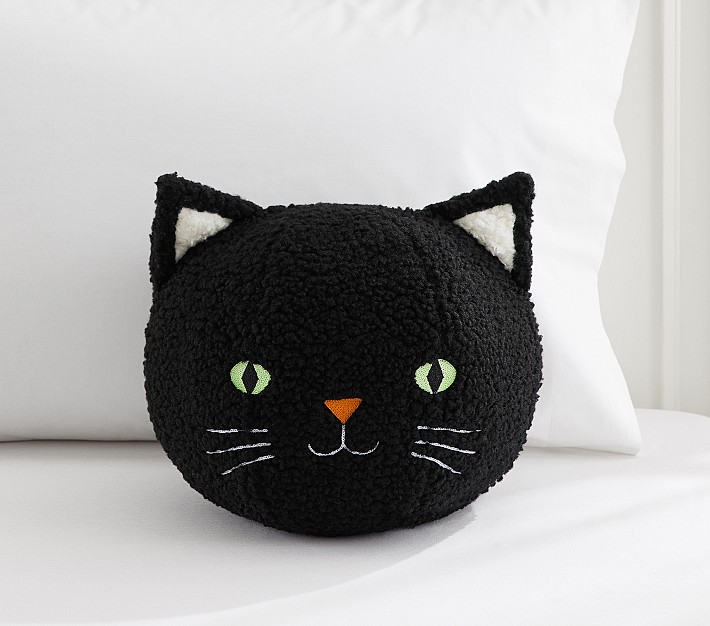 Boucle Black Cat Glow in the Dark Pillow Pottery Barn Kids