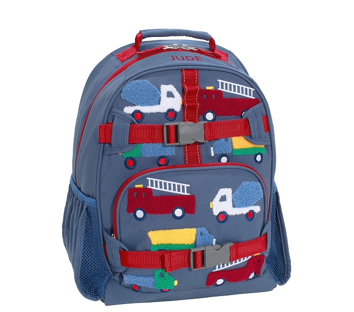 Mackenzie Blue Trucks Chenille Backpacks Pottery Barn Kids