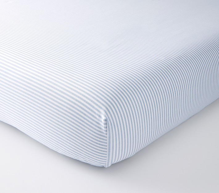 Blue stripe hot sale crib sheet