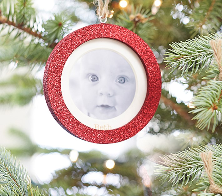 Red Glitter Circle Frame Ornaments
