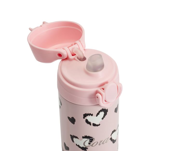 Mackenzie Pink Cheetah Hearts Glow-in-the-Dark Water Bottle