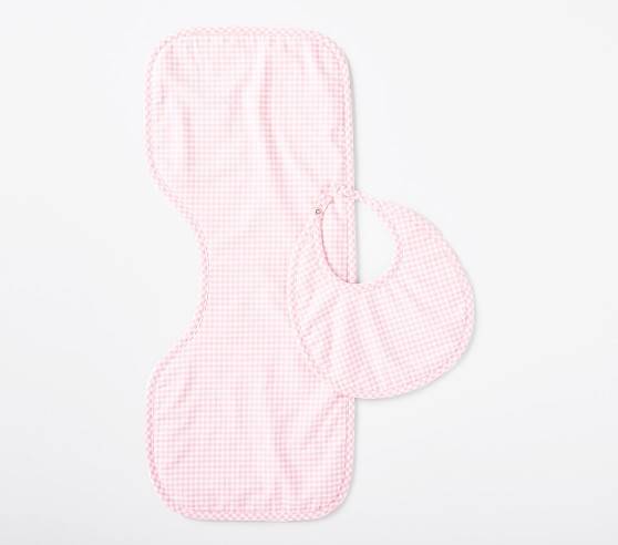 New! Bib, Burp & Wash Cloth Set - Gingham Cows