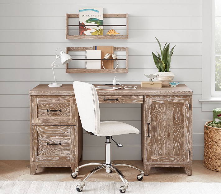 Hampton Small Space Desk and Gold Paige Desk Chair Set