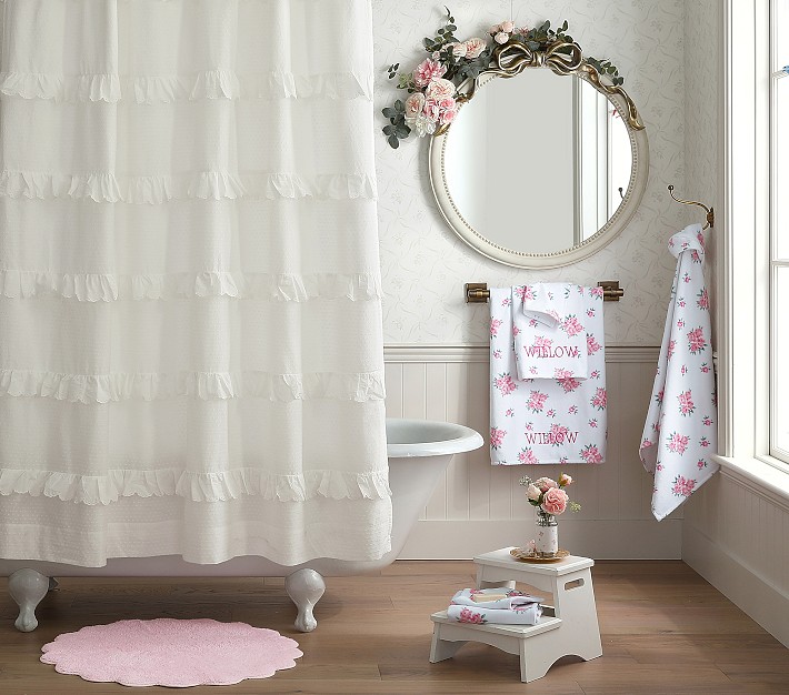 Bath Rugs, Rose Flower Patterned Bathroom Bath Mat Flannel Non