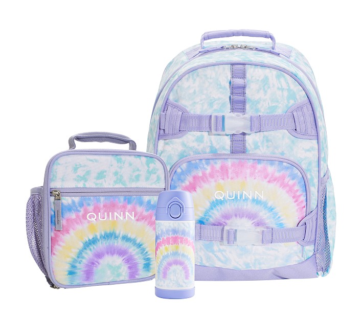 Mackenzie Aqua Rainbow Bright Tie-Dye Backpack &amp; Lunch Bundle, Set of 3