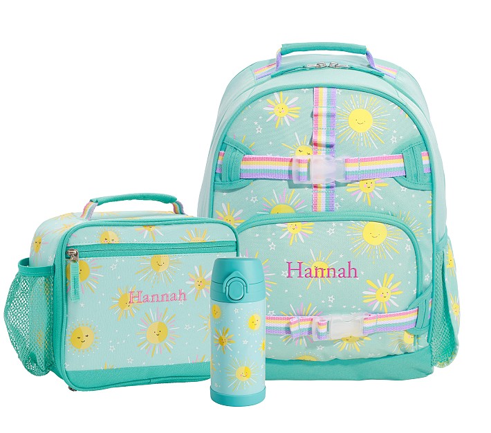 Mackenzie Aqua Rainbow Hearts Backpack & Lunch Bundle, Set of 3