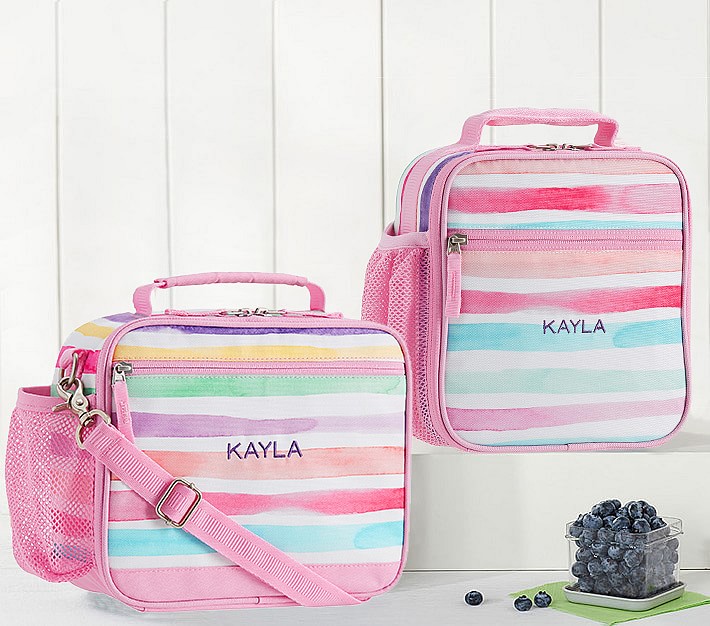 Mackenzie Pink Kayla Rainbow Stripes Lunch Boxes