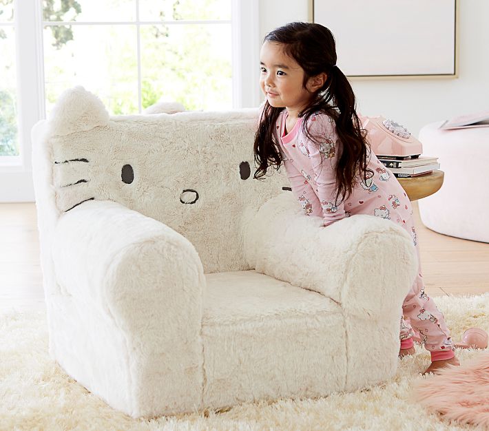 Anywhere Chair Hello Kitty Faux Fur Ivory Pottery Barn Kids