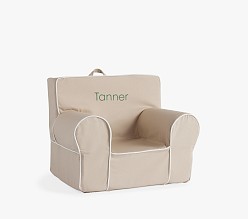 My First Anywhere Chair®, Oatmeal w/ White Piping Slipcover Only