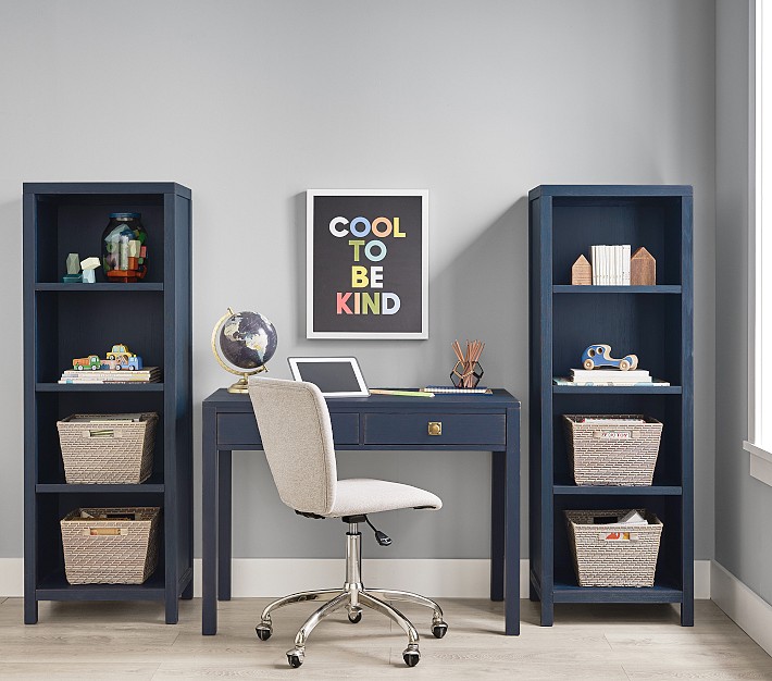 Kids Desk, Vogel S 100 Cm X 50 Cm Navy Blue, Desk With Shelf, Small Desk 