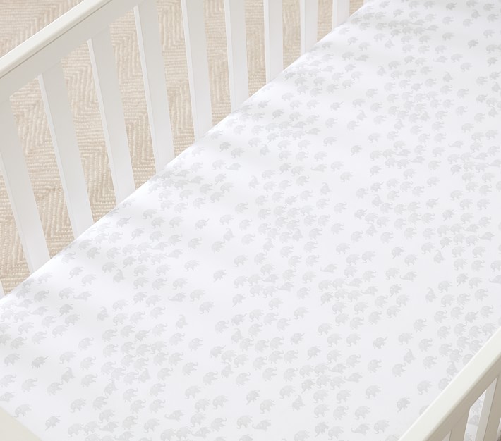 Watercolor Elephant Organic Crib Fitted Sheet