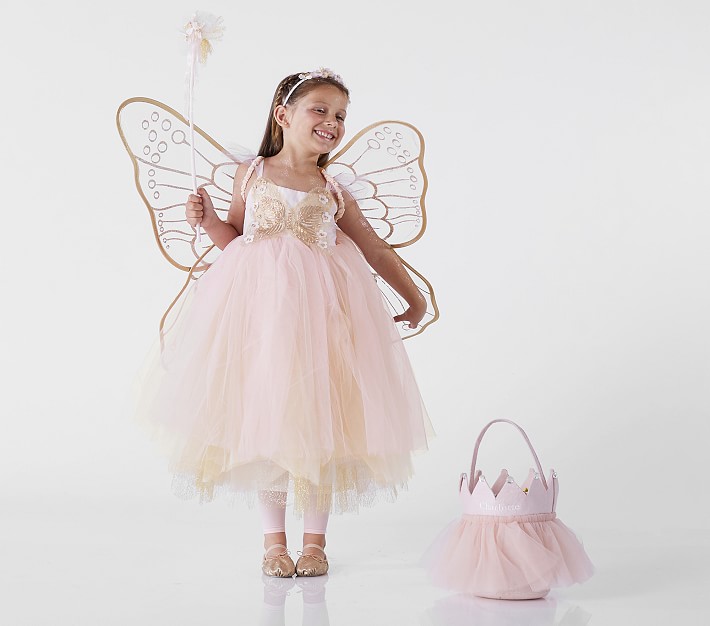 Butterfly Fairy Costume Girls Small 4-6 Fairy Wings Pink Glitter