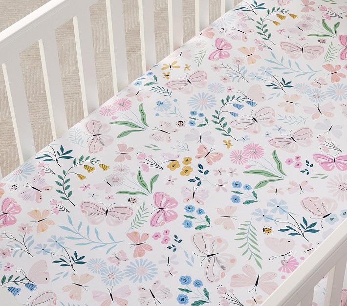 Wildflower Butterfly Crib Fitted Sheet