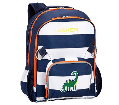 Colorblock Navy and Ochre Medium Kids Backpack with Side Pockets