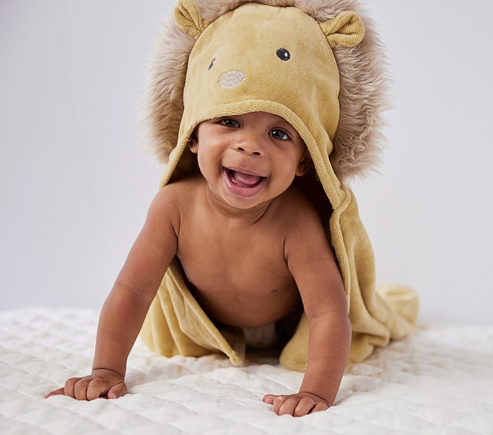 west elm x pbk Lion Bath Baby Hooded Towel