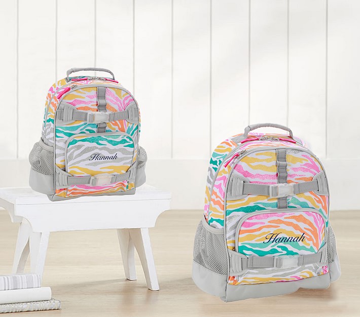 Mackenzie Rainbow Zebra Glitter Backpacks
