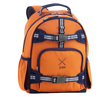 Mackenzie Orange Navy Trim Solid Backpacks