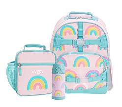 Pottery Barn Kids GRAY RAINBOW BUTTERFLY Large Backpack + Lunch Bag +Pencil  Case
