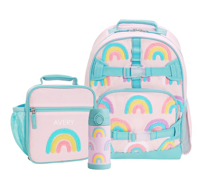 Mackenzie Pink Chenille Rainbows Backpack &amp; Lunch Bundle, Set of 3