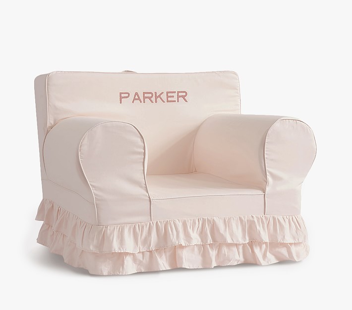 Blush With White Piping Anywhere Chair®, Kids Armchair