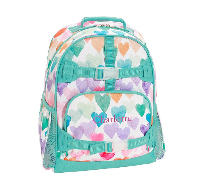 Mackenzie Aqua Rainbow Hearts Backpacks