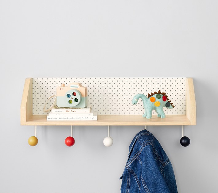 Modern Polka Dot Shelf with Hooks