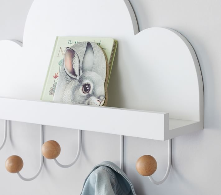 Wall Hook Shelf with Beading - White - Cloud Island™