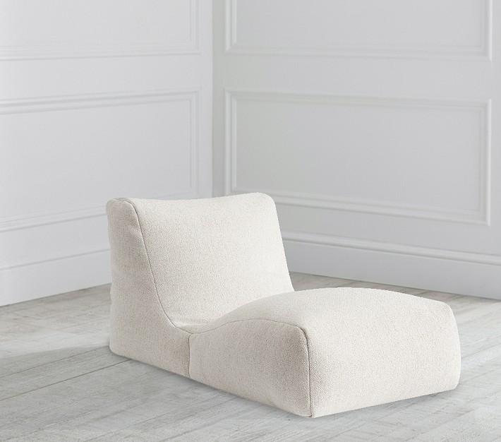 Ivory Tweed Bean Chaise Lounger