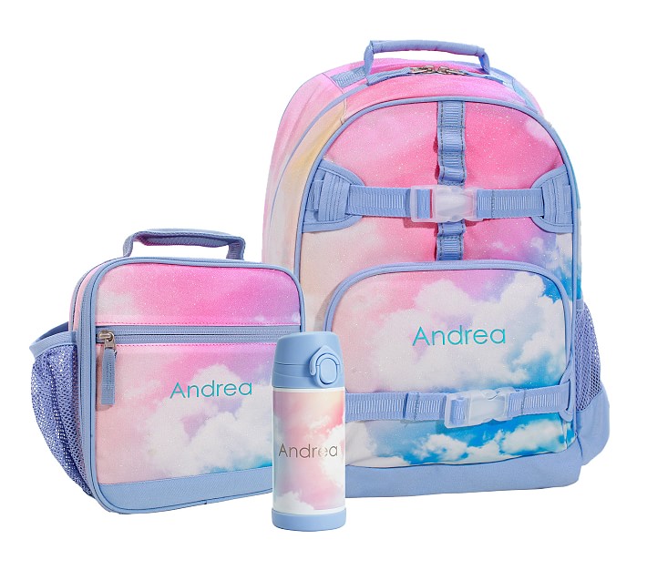 Mackenzie Rainbow Clouds Glitter Backpack &amp; Lunch Bundle, Set of 3