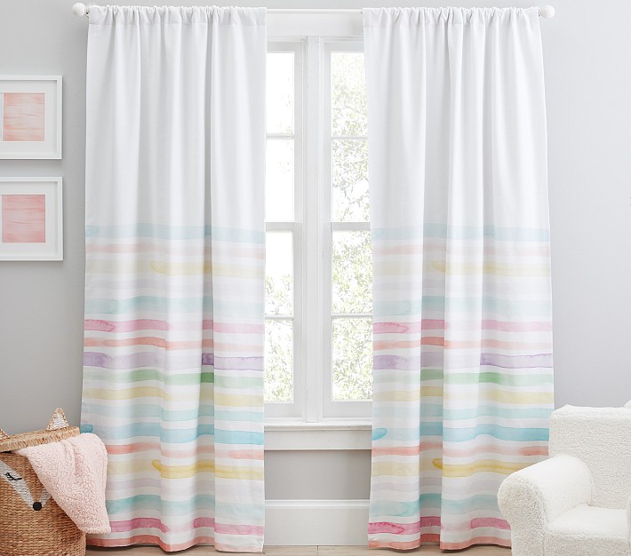 Kayla Rainbow Stripe Cotton Blackout Curtain