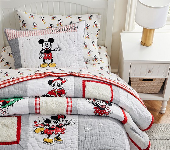 Disney Mickey Mouse Holiday Quilt & Shams | Pottery Barn Kids