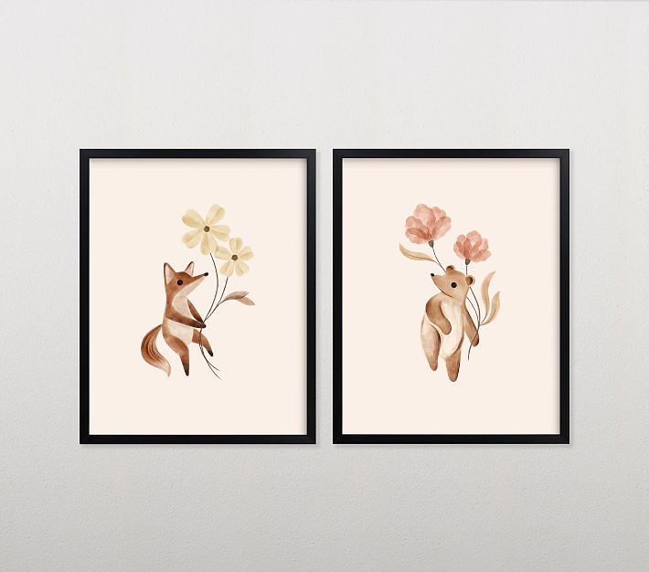 Minted&#174; Animals with Flowers Wall Art by Vivian Yiwing
