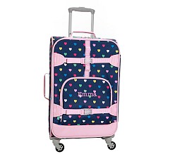 Mackenzie Navy Pink Multi Hearts Spinner Luggage