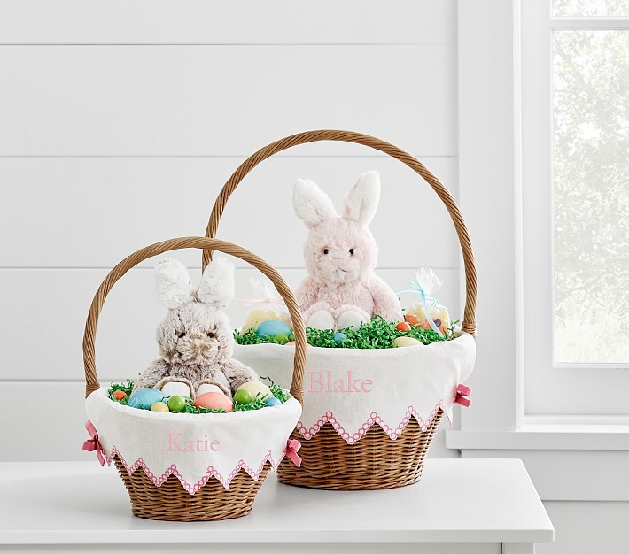 Embroidered Trim Easter Basket Liner Pottery Barn Kids