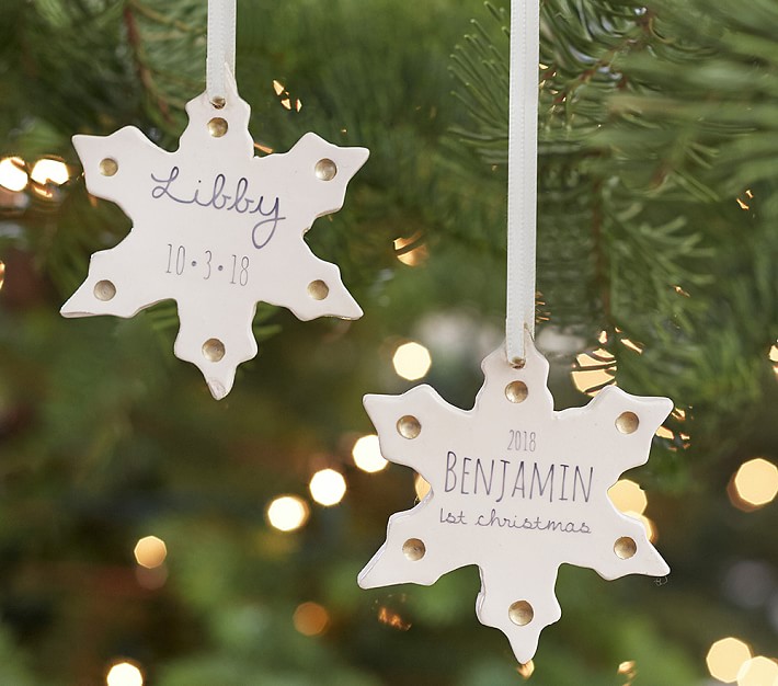 Personalized Ceramic Metallic Snowflake Ornaments