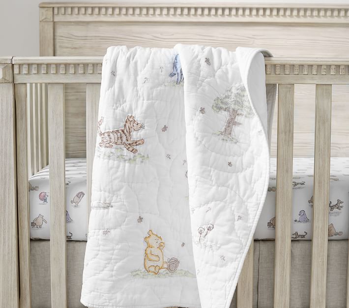 Classic Pooh Hunny Pots ECRU Quilt Fabric Panel Baby's Nursery NEW!
