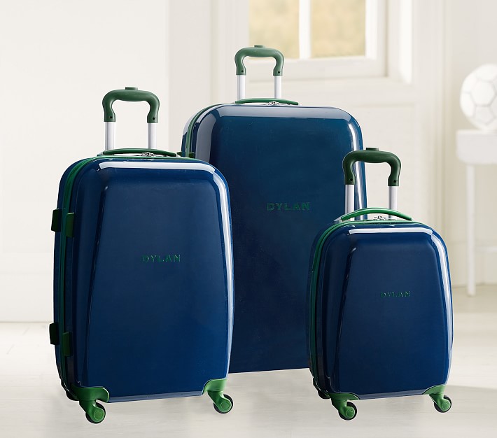 Mackenzie Navy Green Trim Solid Hard-Sided Luggage