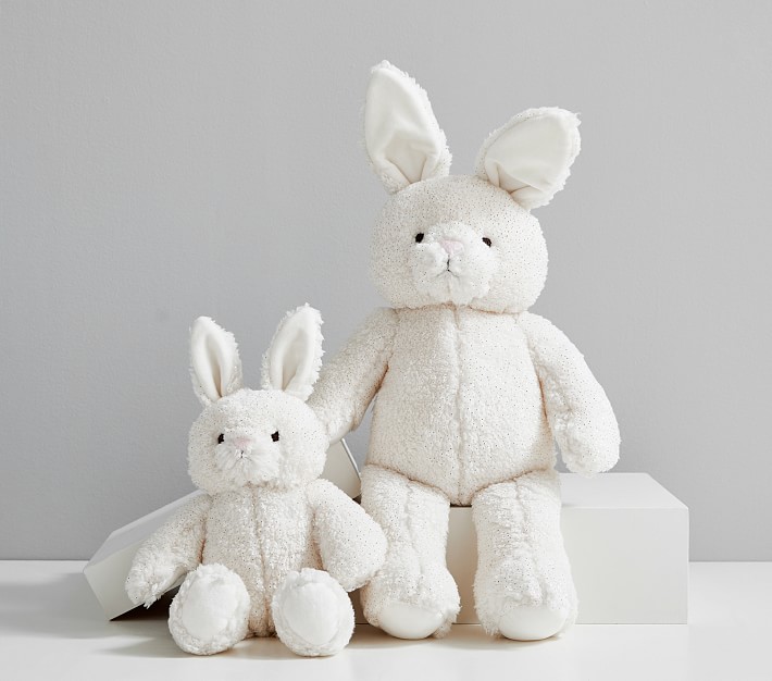 White Long Ear Metallic Bunny Plush Toy