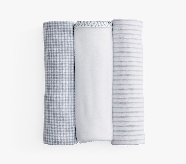 Gingham Flannel Swaddle Set Pottery Barn Kids