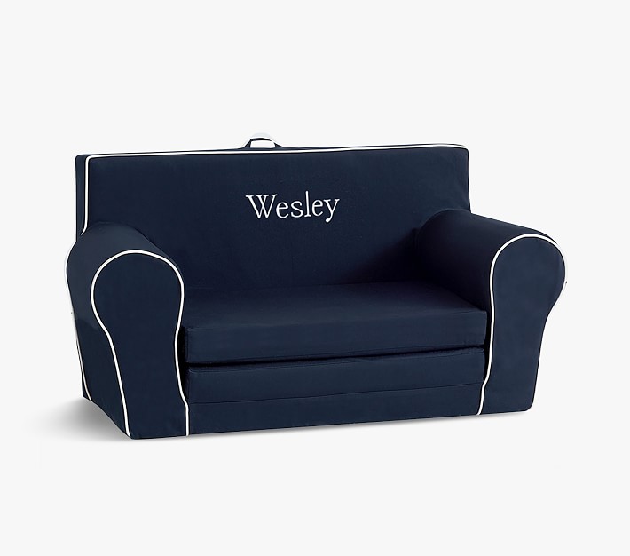 Anywhere Sofa Lounger&#174;, Navy with White Piping