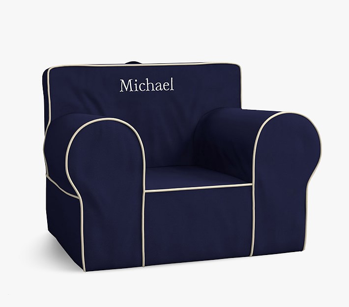 Oversized Anywhere Chair&#174;, Navy with White Piping