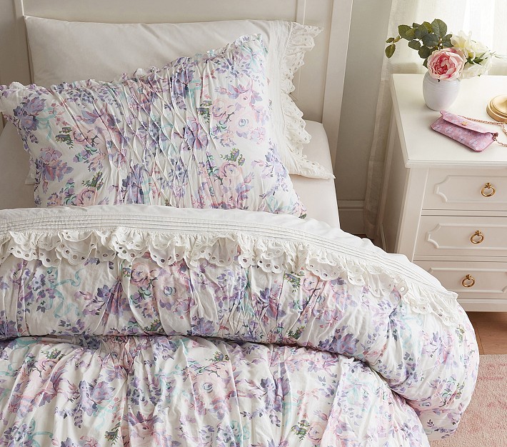 LoveShackFancy Lavender Damask Floral Comforter & Shams