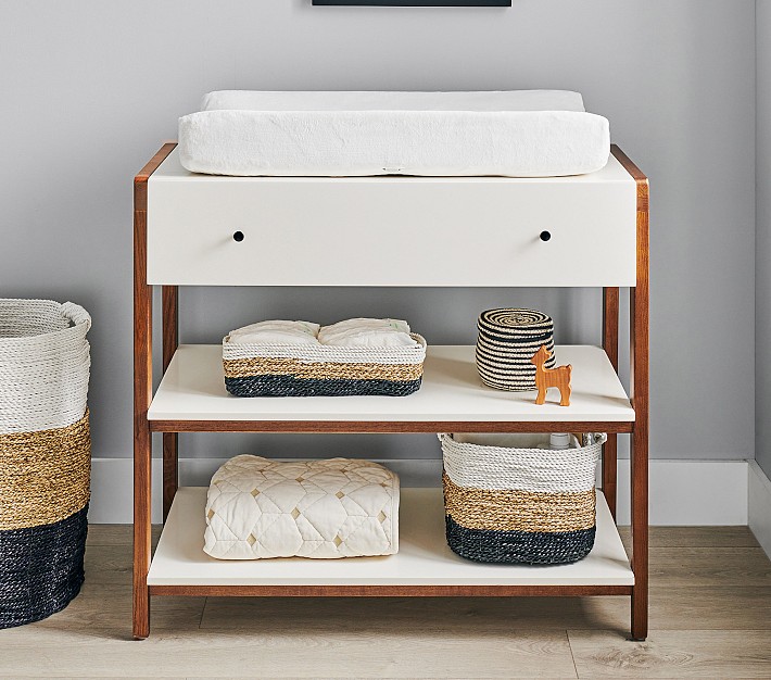 Pottery barn changing table with baskets sale